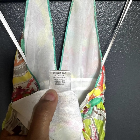 Milly Of New York Women's Multicolor Abstract Print Silk Halter Top Size 4 - Picture 7 of 10